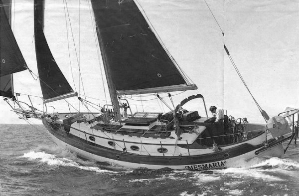 Hans christian 38t sailboat under sail