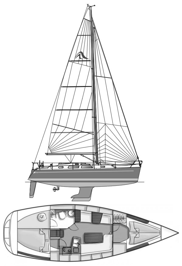 Hanse 342 sailboat under sail