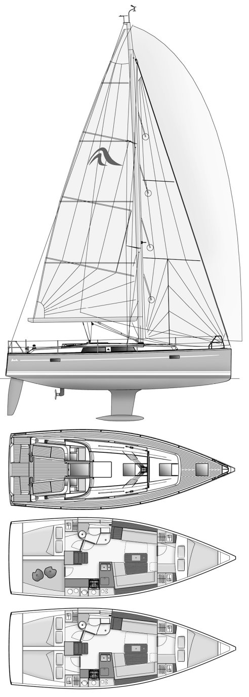 Hanse 385 sailboat under sail