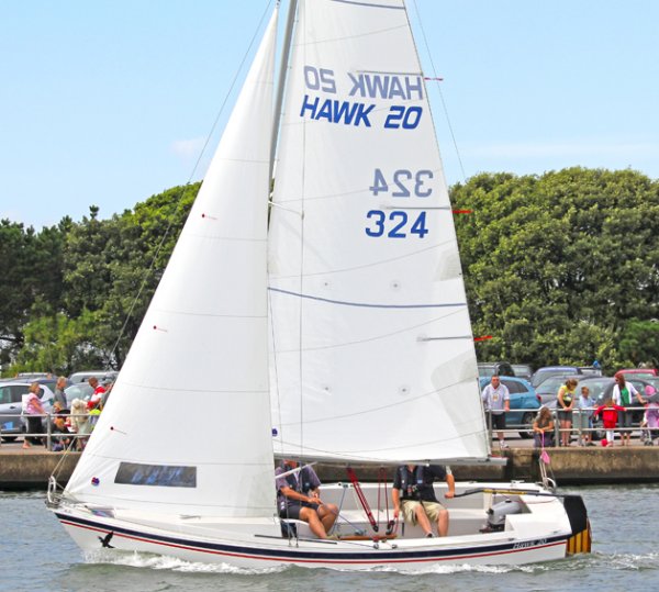 Hawk 20 sailboat under sail