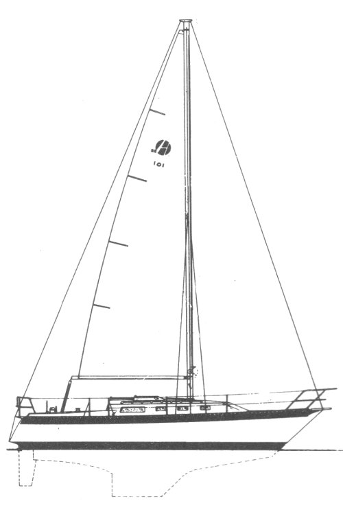 Helms 32 sailboat under sail