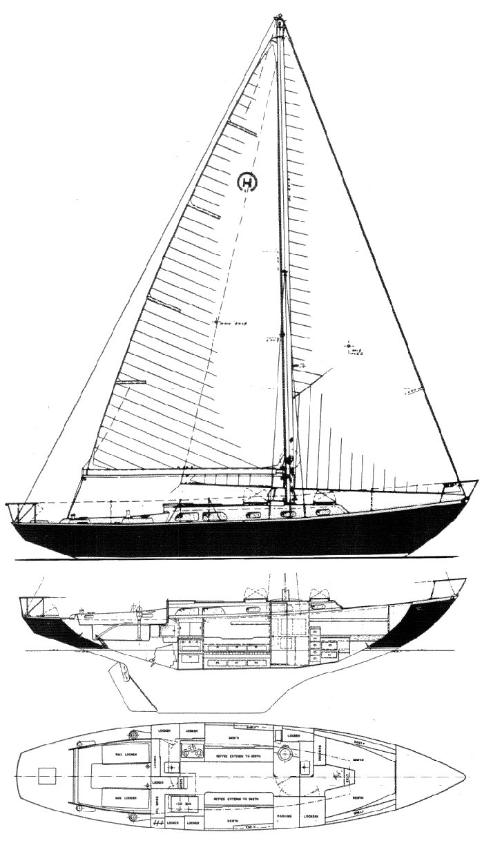Hinckley 41 sailboat under sail
