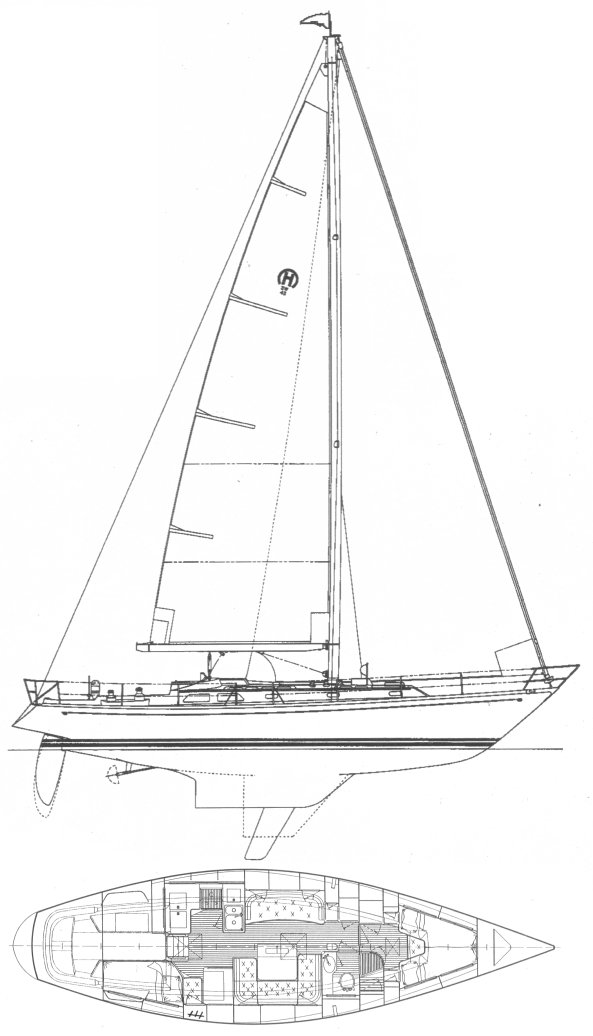 Hinckley 43 mccurdy rhodes sailboat under sail