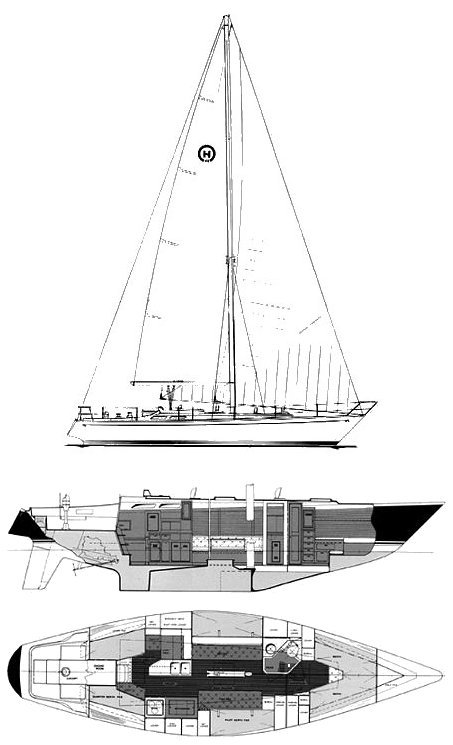 Hinckley 43 hood sailboat under sail