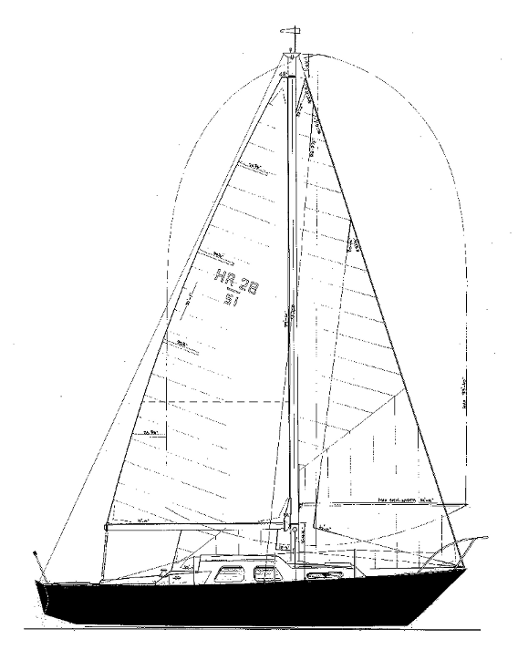 Hinterhoeller 28 sailboat under sail