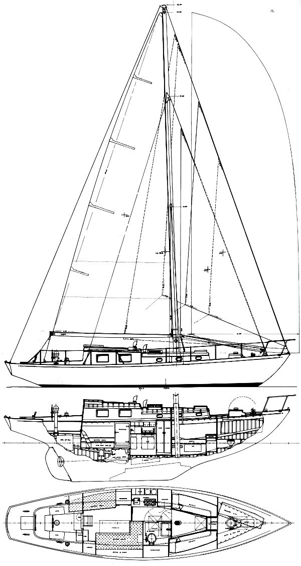 Hispaniola 38 sailboat under sail