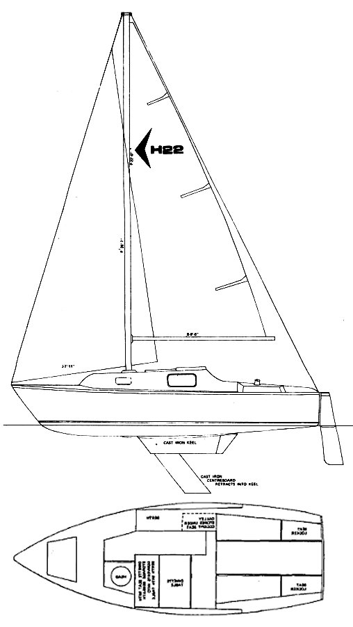 Hughes 22 sailboat under sail