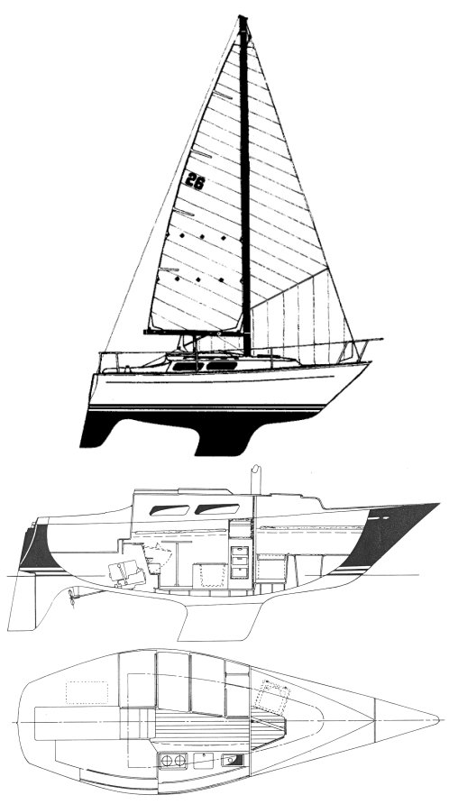Hughes 26 sailboat under sail