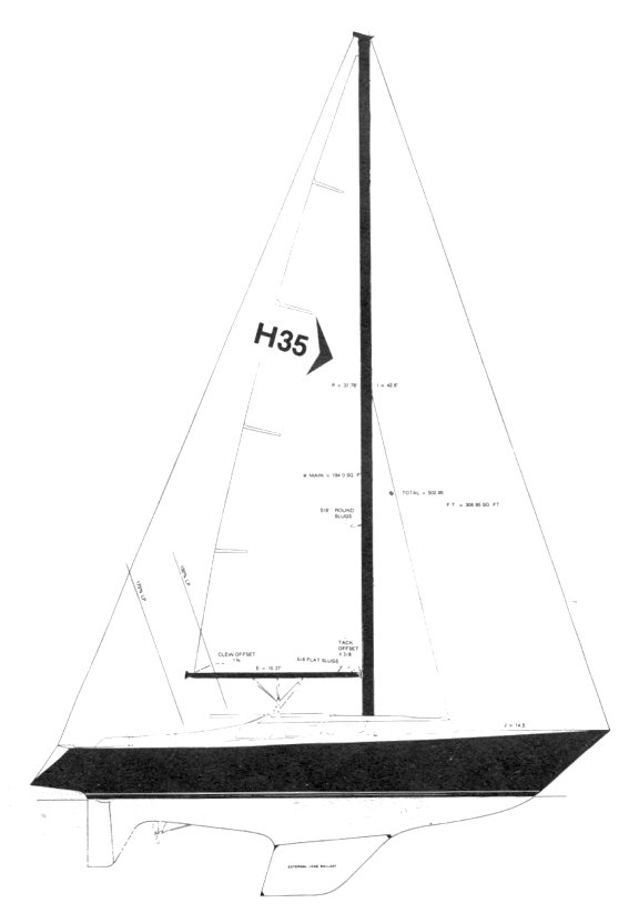 Hughes 35 sailboat under sail