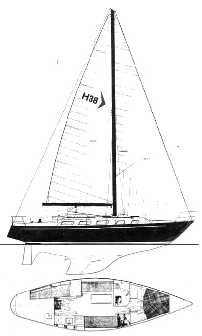 Hughes 38 3 sailboat under sail
