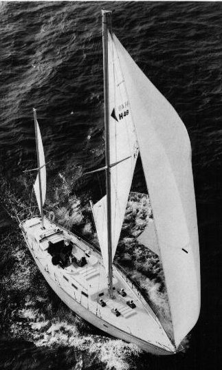 Hughes 48 sailboat under sail