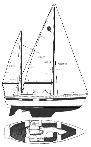 Hughes columbia 36 sailboat under sail