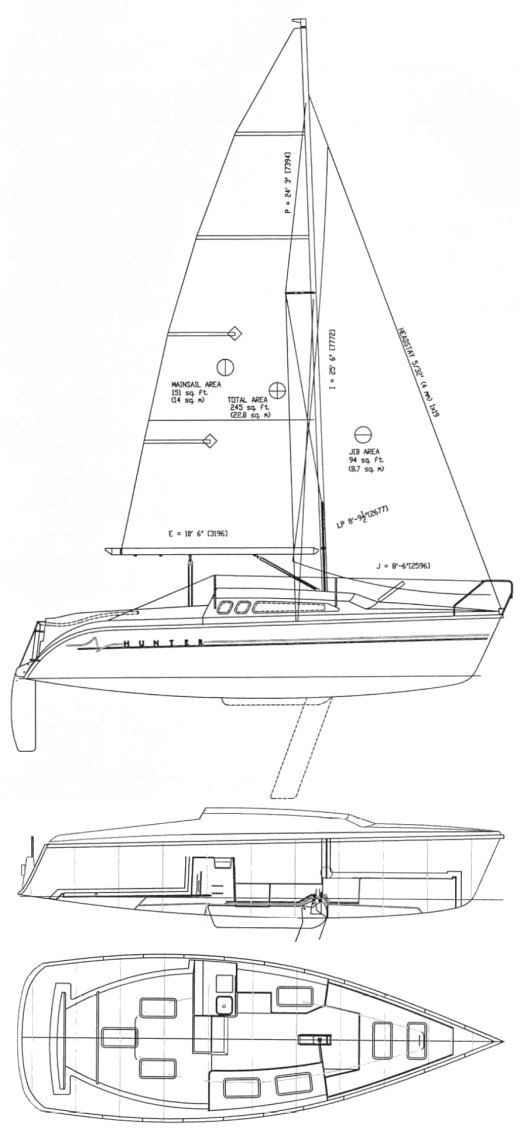 Hunter 240 sailboat under sail