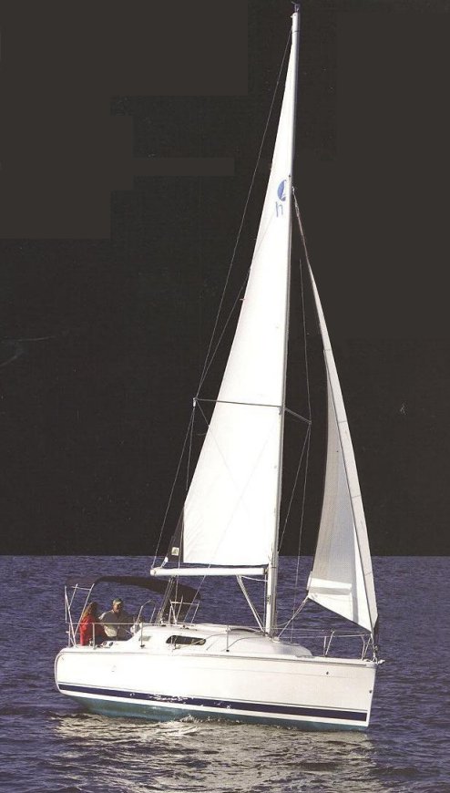 Hunter 27 3 sailboat under sail