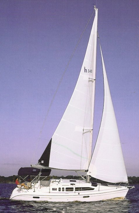 Hunter 340 sailboat under sail