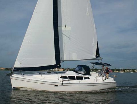Hunter 39 sailboat under sail