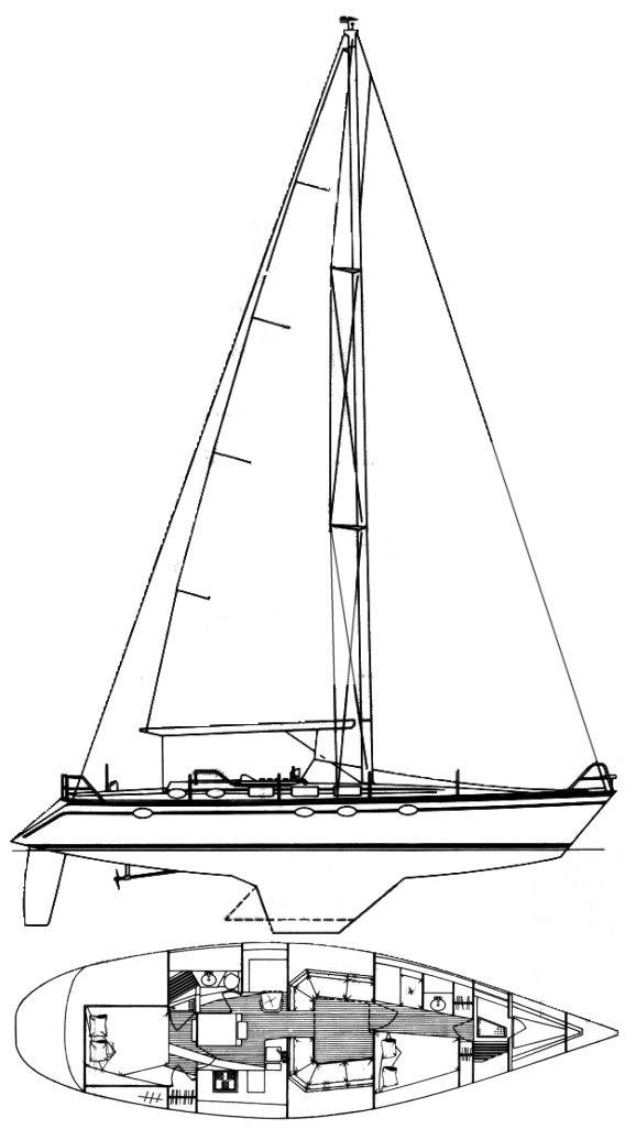 Hunter 45 legend sailboat under sail