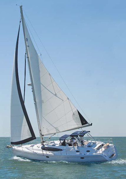 Hunter 50 cc sailboat under sail