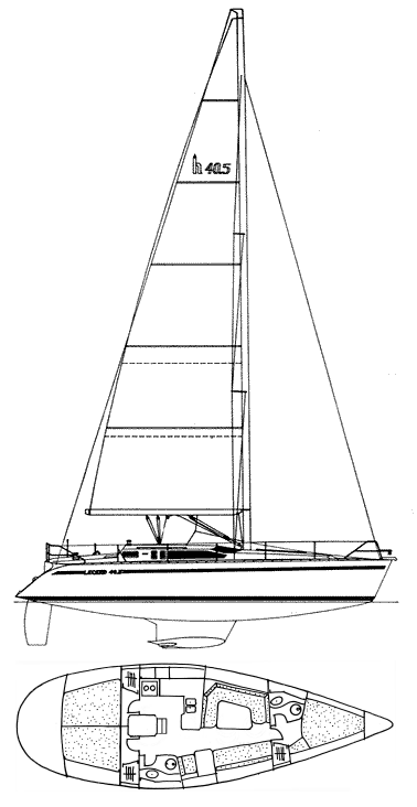 Hunter 405 legend sailboat under sail