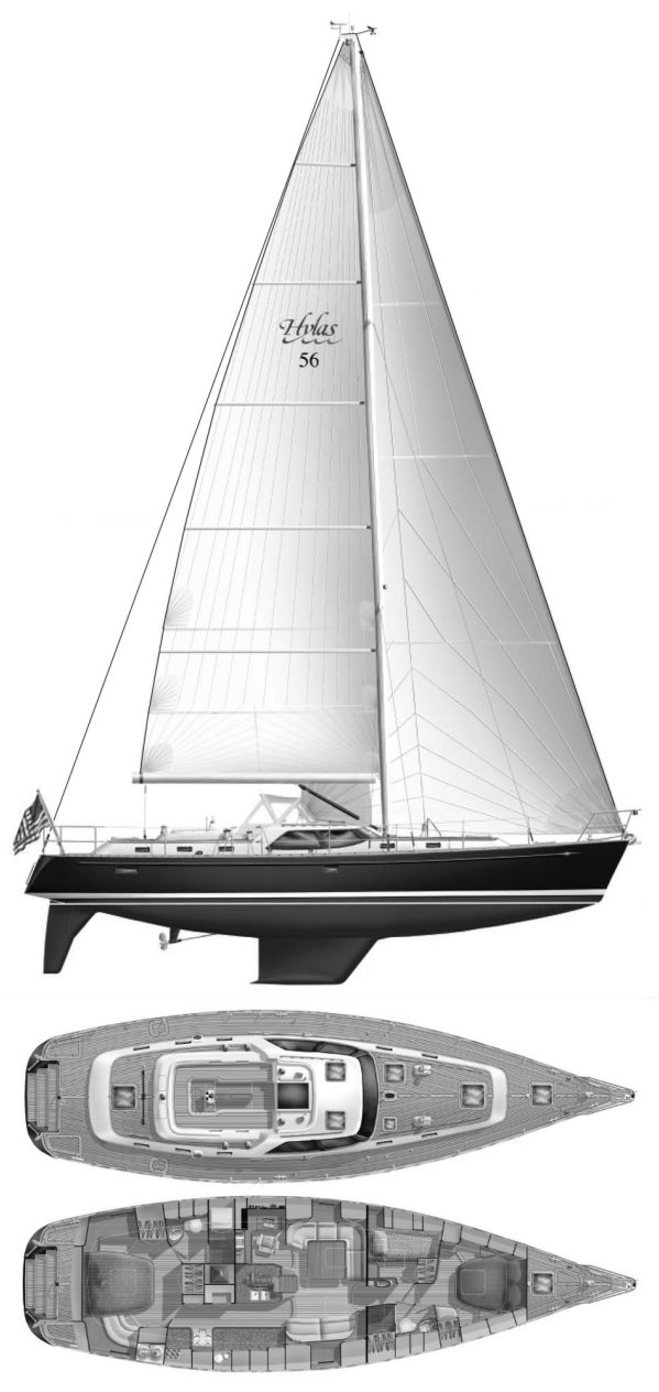 Hylas 56 sailboat under sail