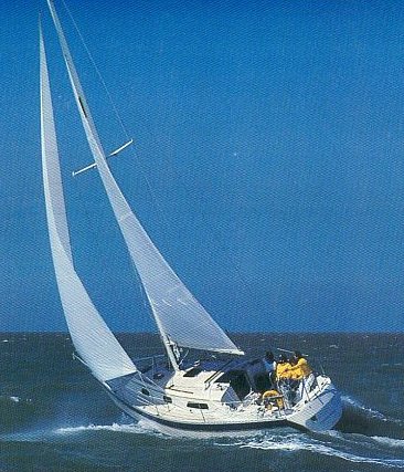 Irwin 31 citation sailboat under sail