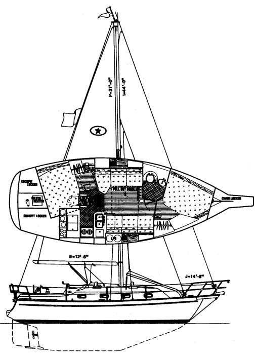 Island packet 320 sailboat under sail