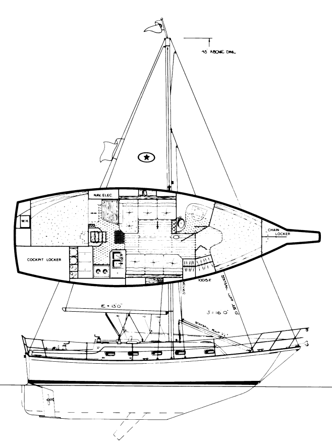 Island packet 32 sailboat under sail