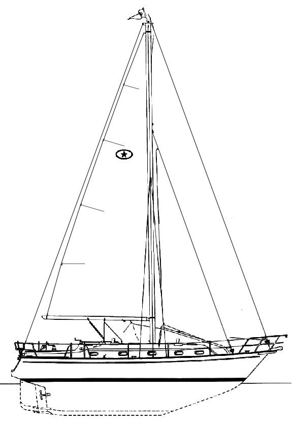 Island packet 380 sailboat under sail