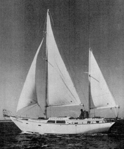Island trader 45 sailboat under sail