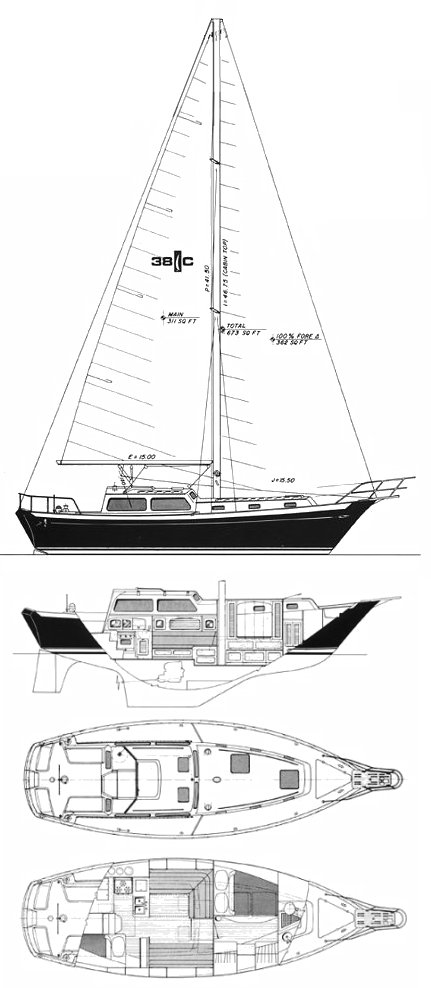 Islander 38 c sailboat under sail