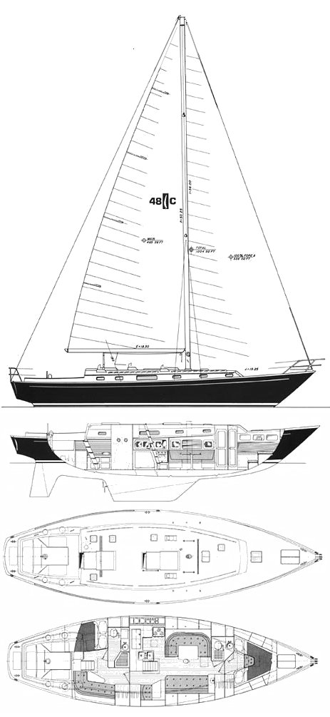Islander 48c sailboat under sail