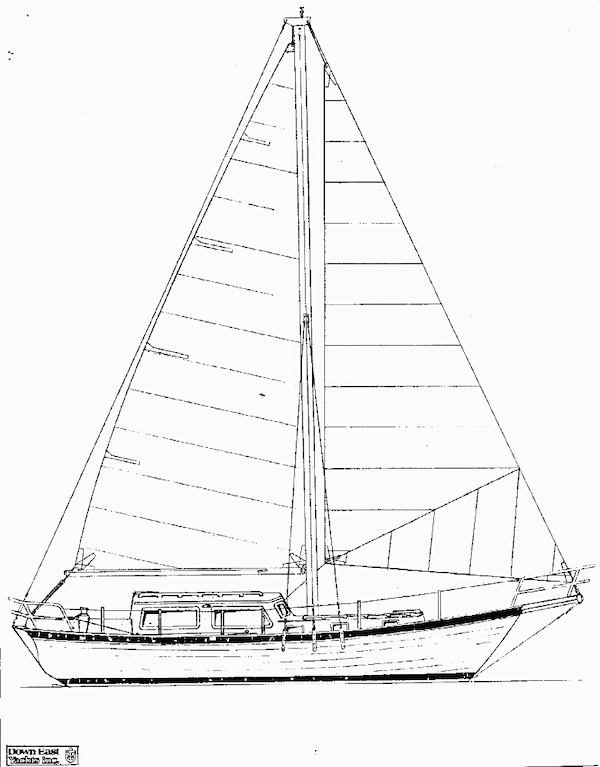 Downeaster 41 sailboat under sail