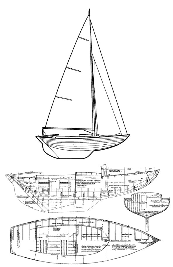Junior folkboat sailboat under sail