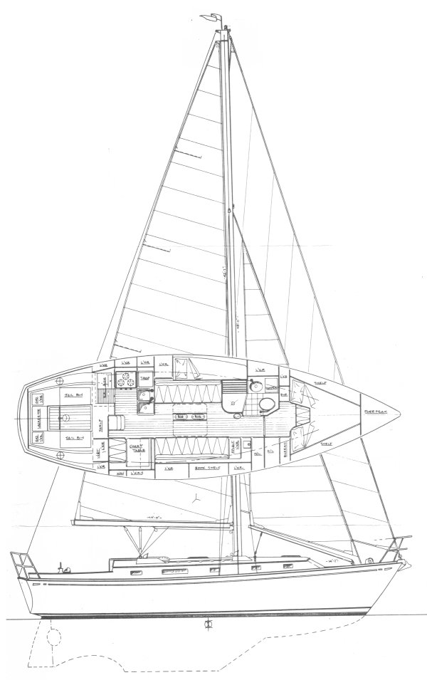 Kaiulani 34 sailboat under sail