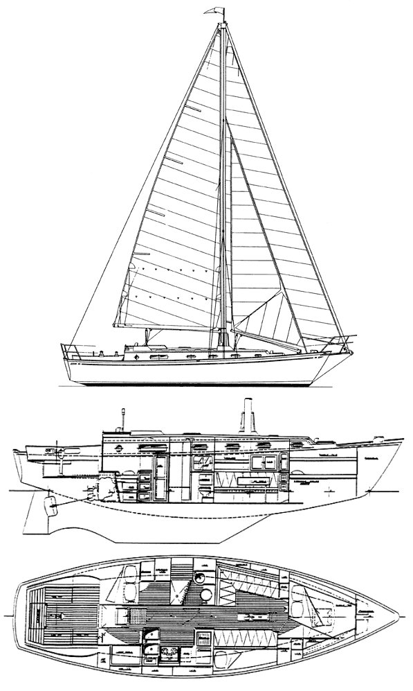 Kaiulani 38 sailboat under sail