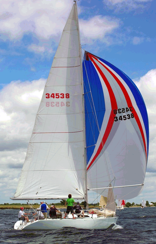 Kirby 36 sailboat under sail