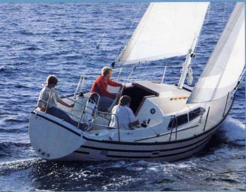 Lancer 30 5 sailboat under sail
