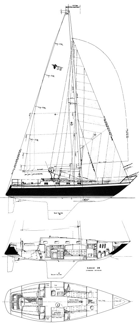 Lancer 36 fr sailboat under sail