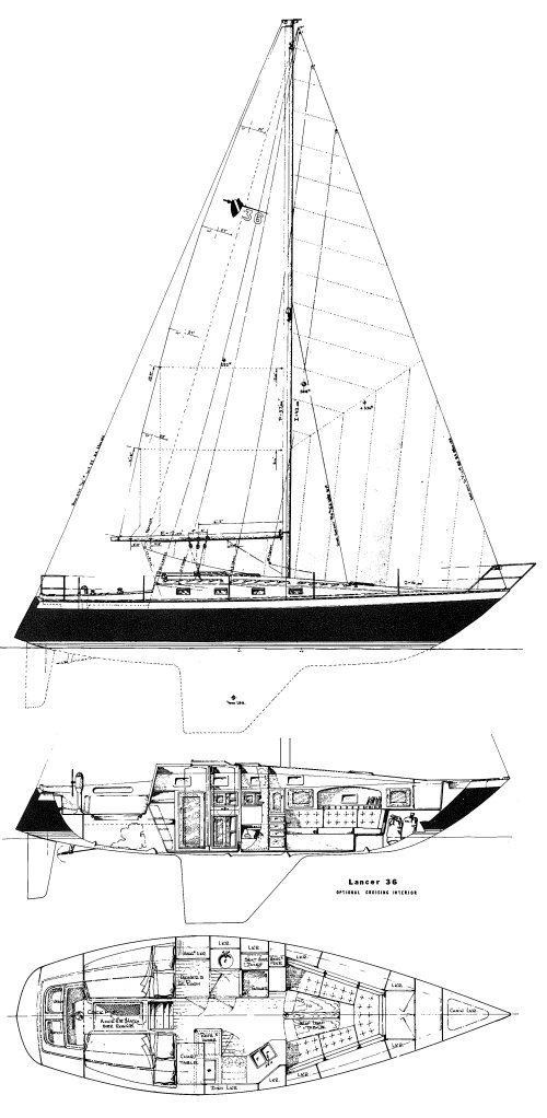 Lancer 36 sailboat under sail