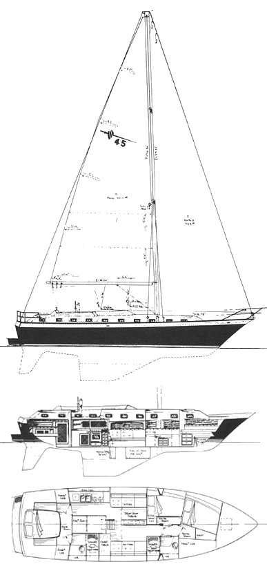 Lancer 45 sailboat under sail