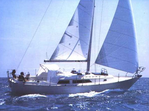 Landfall 35 cc sailboat under sail