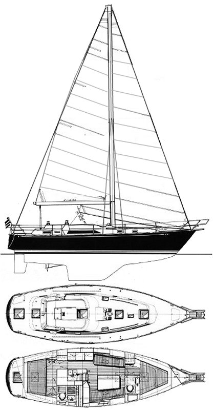 Landfall 39 cc sailboat under sail