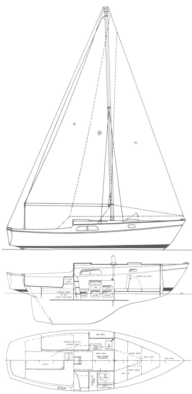 Lark 24 pearson sailboat under sail