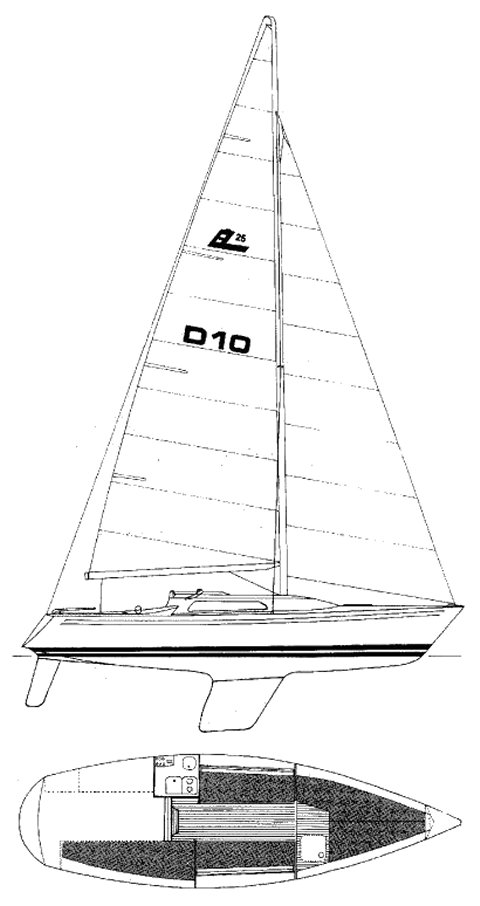 Larsen 25 sailboat under sail