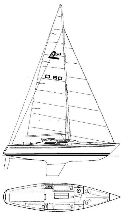 Larsen 34 sailboat under sail