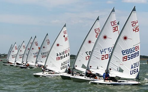 Laser international sailboat under sail