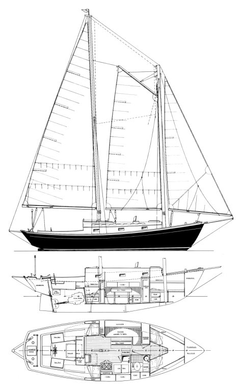 Lazy jack schooner sailboat under sail