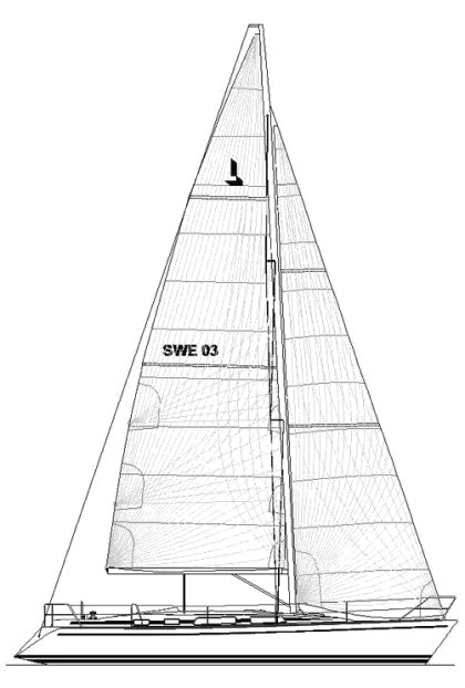 Linjett 40 sailboat under sail