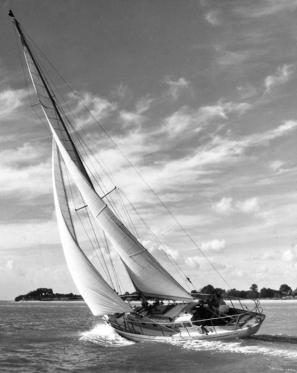 Lion class robb sailboat under sail