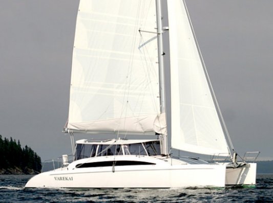 Maine cat 41 sailboat under sail